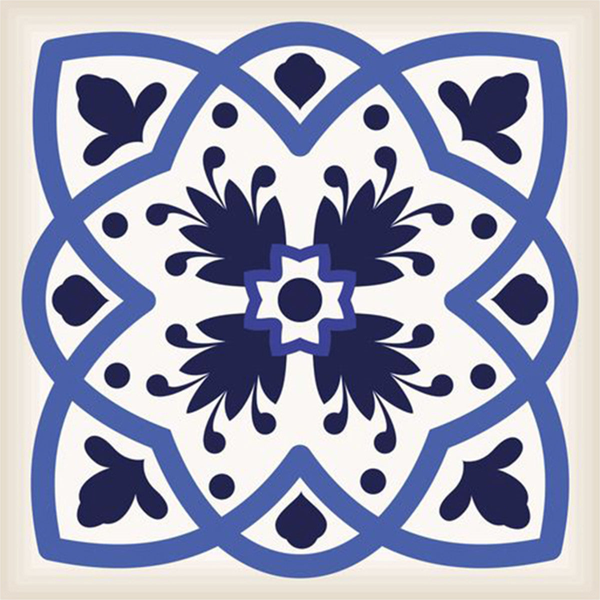 7" X 7" Blue And White Mosaic Peel And Stick Removable Tiles - Homeroots - Flyclothing LLC