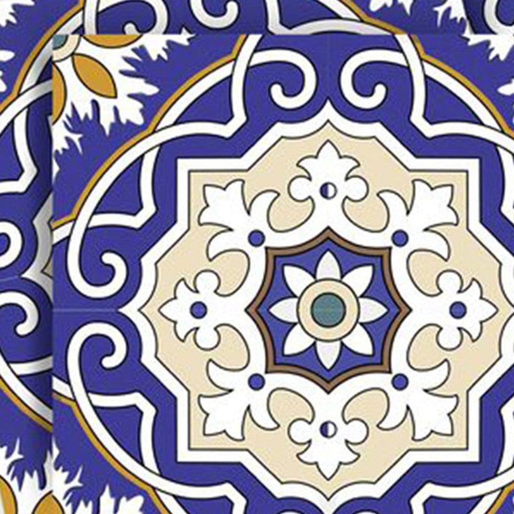 4" X 4" Blue White and Gold Mosaic Removable Tiles - Homeroots