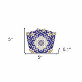 5" X 5" Blue White and Gold Mosaic Removable Tiles - Homeroots