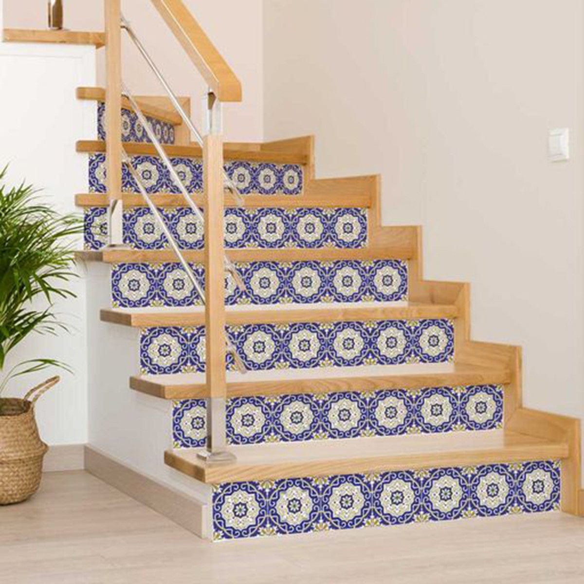 6" X 6" Blue White and Gold Mosaic Removable Tiles - Homeroots - Flyclothing LLC