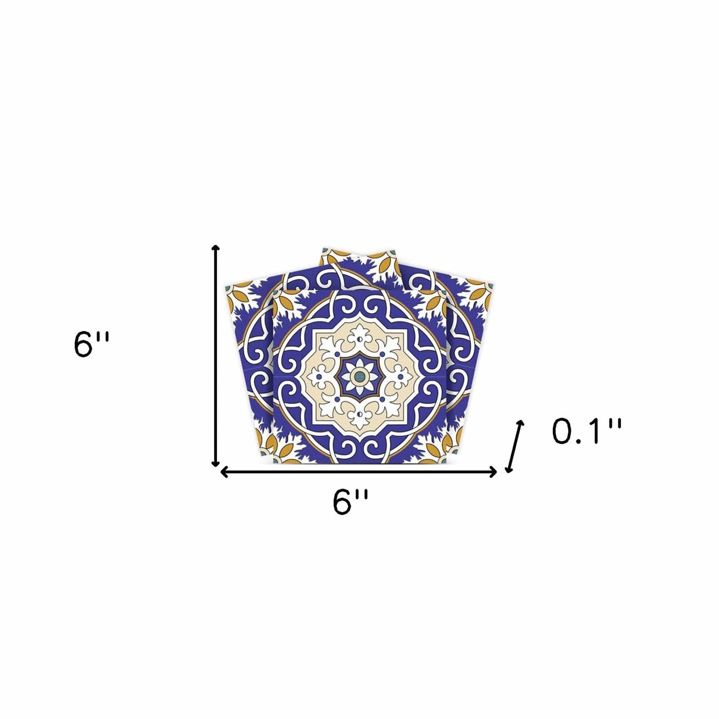 6" X 6" Blue White and Gold Mosaic Removable Tiles - Homeroots - Flyclothing LLC