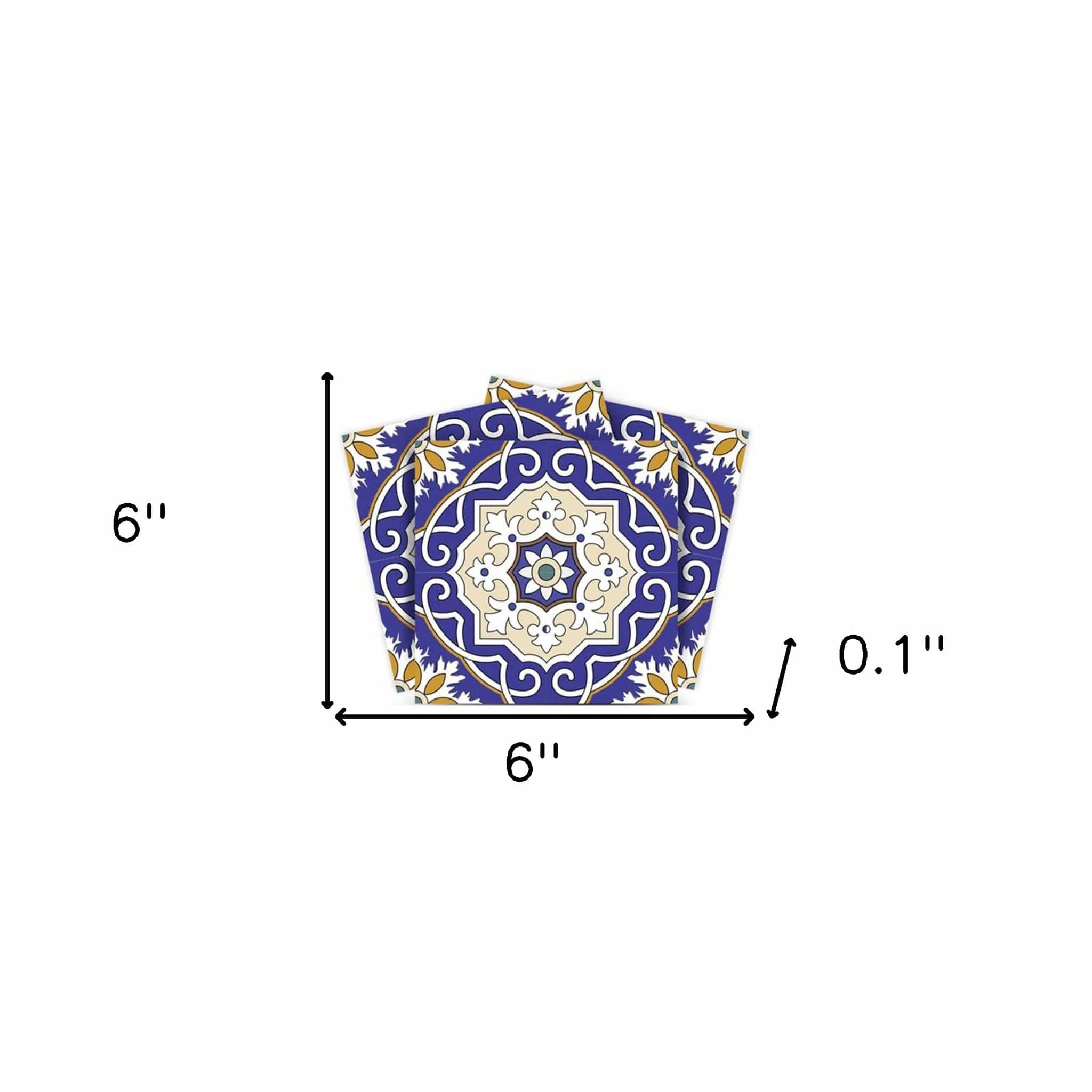 6" X 6" Blue White and Gold Mosaic Removable Tiles - Homeroots - Flyclothing LLC
