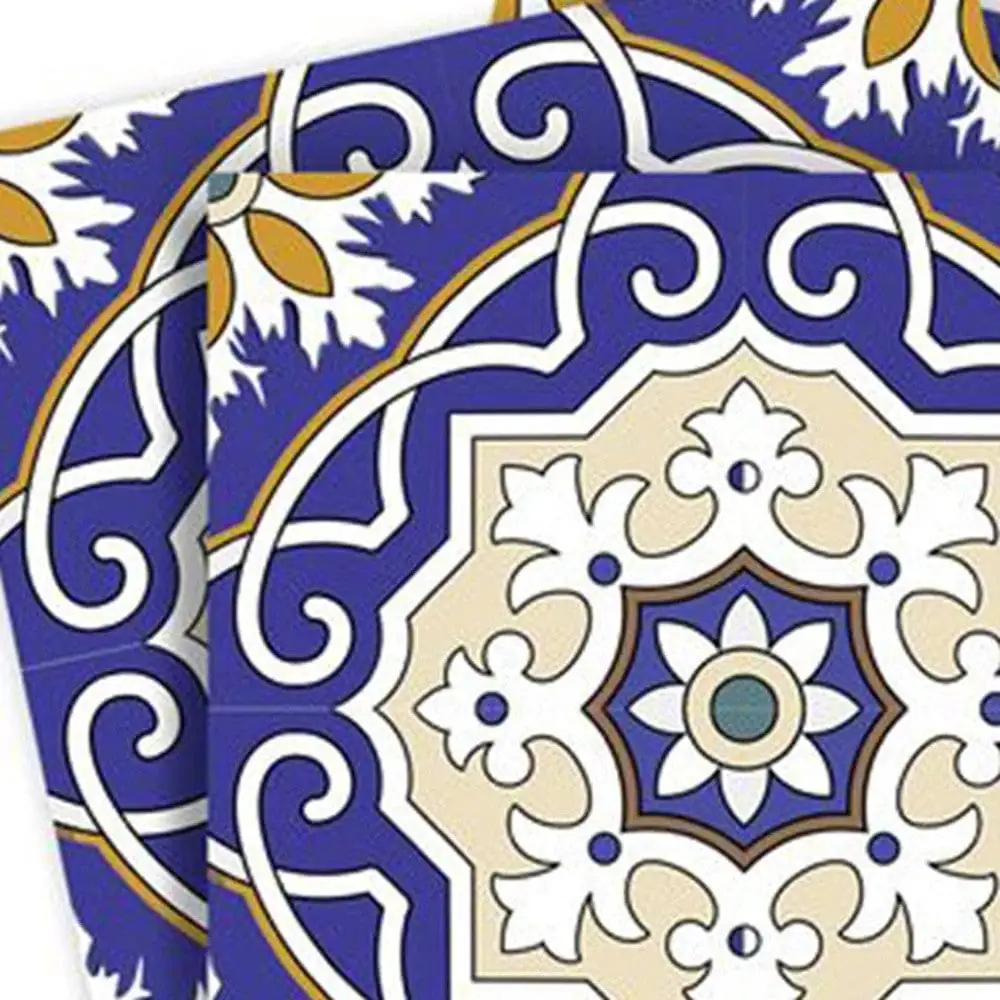 7" X 7" Blue White and Gold Mosaic Removable Tiles - Homeroots