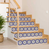 8" X 8" Blue White and Gold Mosaic Removable Tiles - Homeroots