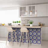8" X 8" Blue White and Gold Mosaic Removable Tiles - Homeroots - Flyclothing LLC