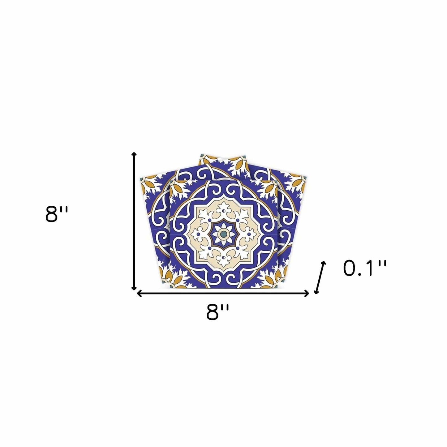 8" X 8" Blue White and Gold Mosaic Removable Tiles - Homeroots - Flyclothing LLC
