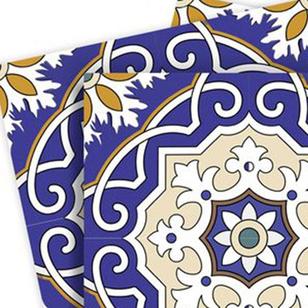 8" X 8" Blue White and Gold Mosaic Removable Tiles - Homeroots - Flyclothing LLC