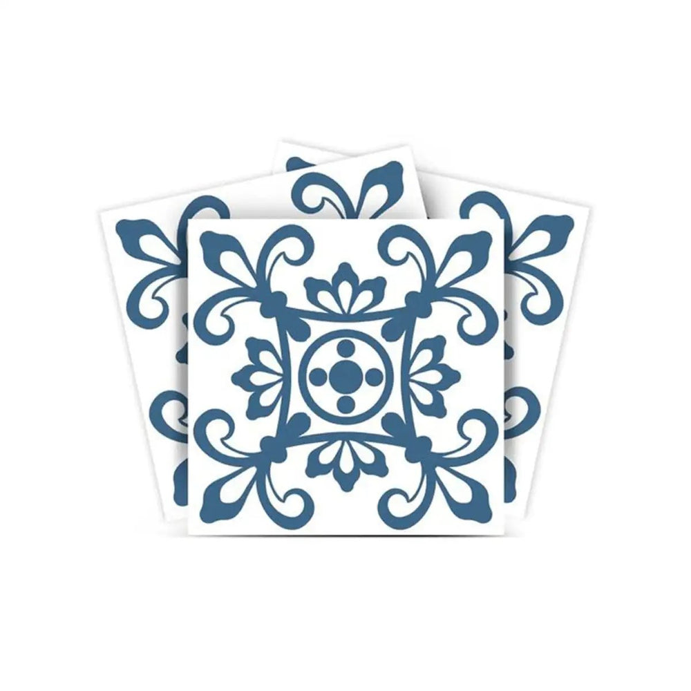 8" X 8" Teal And White Mosaic Peel And Stick Removable Tiles - Homeroots