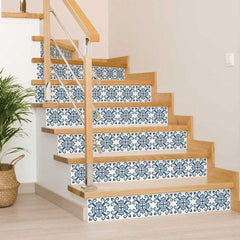 8" X 8" Teal And White Mosaic Peel And Stick Removable Tiles - Homeroots