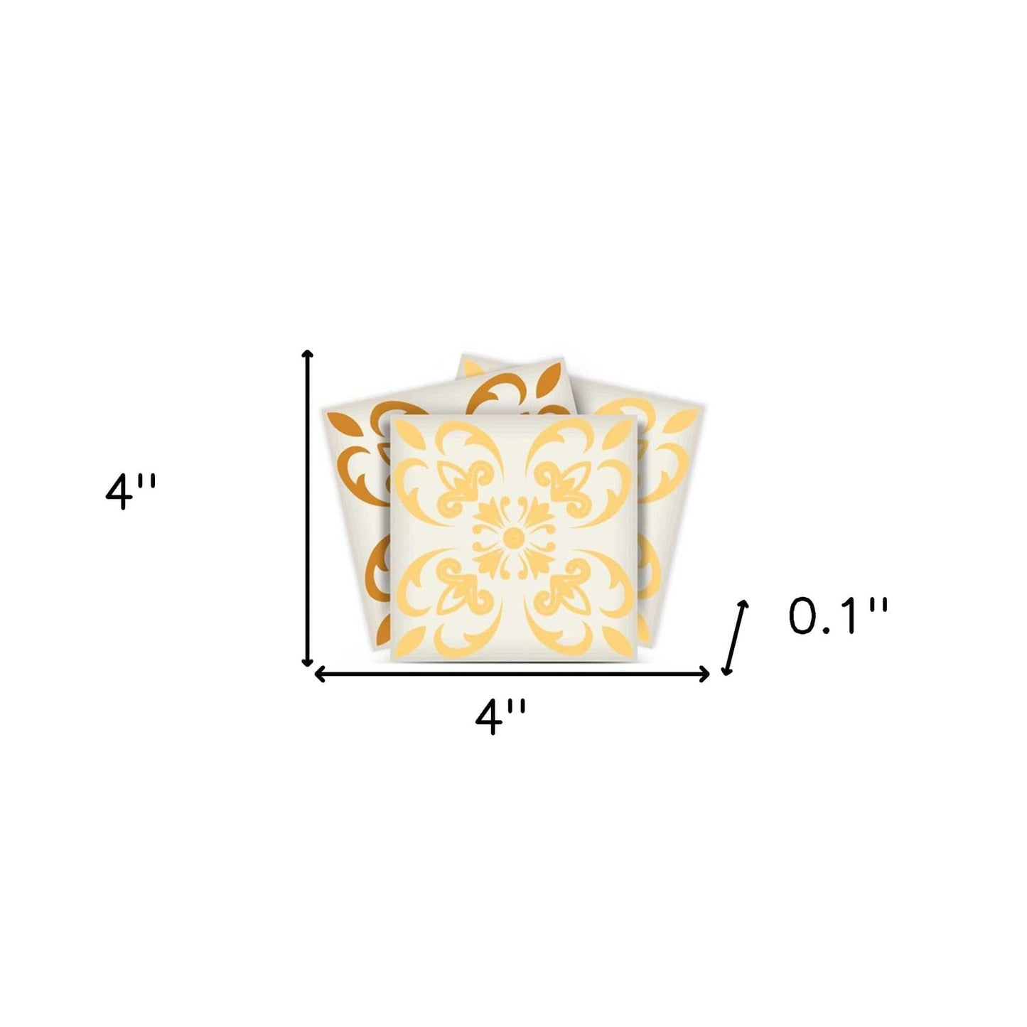 4" X 4" Golden Yellow Retro Peel And Stick Removable Tiles - Homeroots - Flyclothing LLC