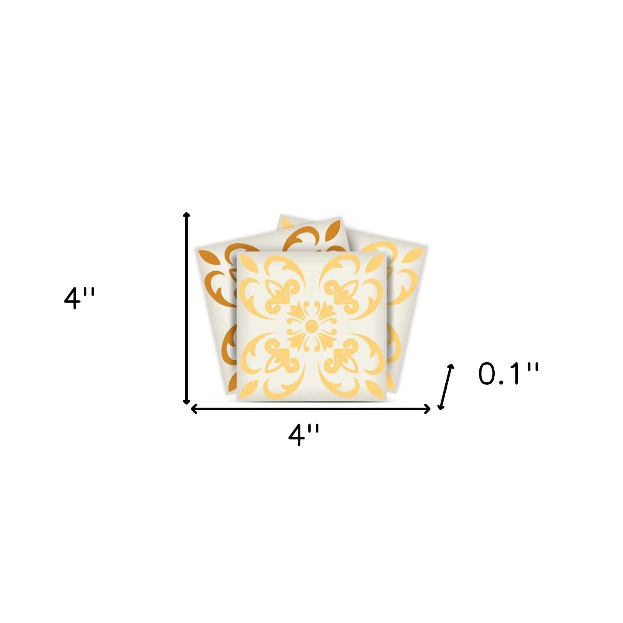 4" X 4" Golden Yellow Retro Peel And Stick Removable Tiles - Homeroots - Flyclothing LLC