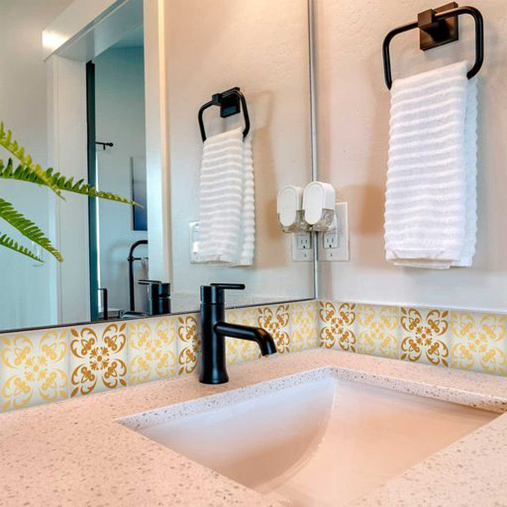 6" X 6" Golden Yellow Retro Peel And Stick Removable Tiles - Homeroots