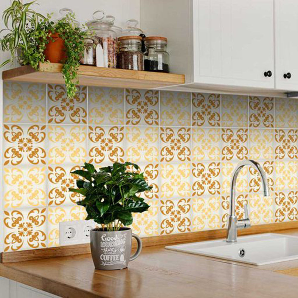 7" X 7" Golden Yellow Retro Peel And Stick Removable Tiles - Homeroots