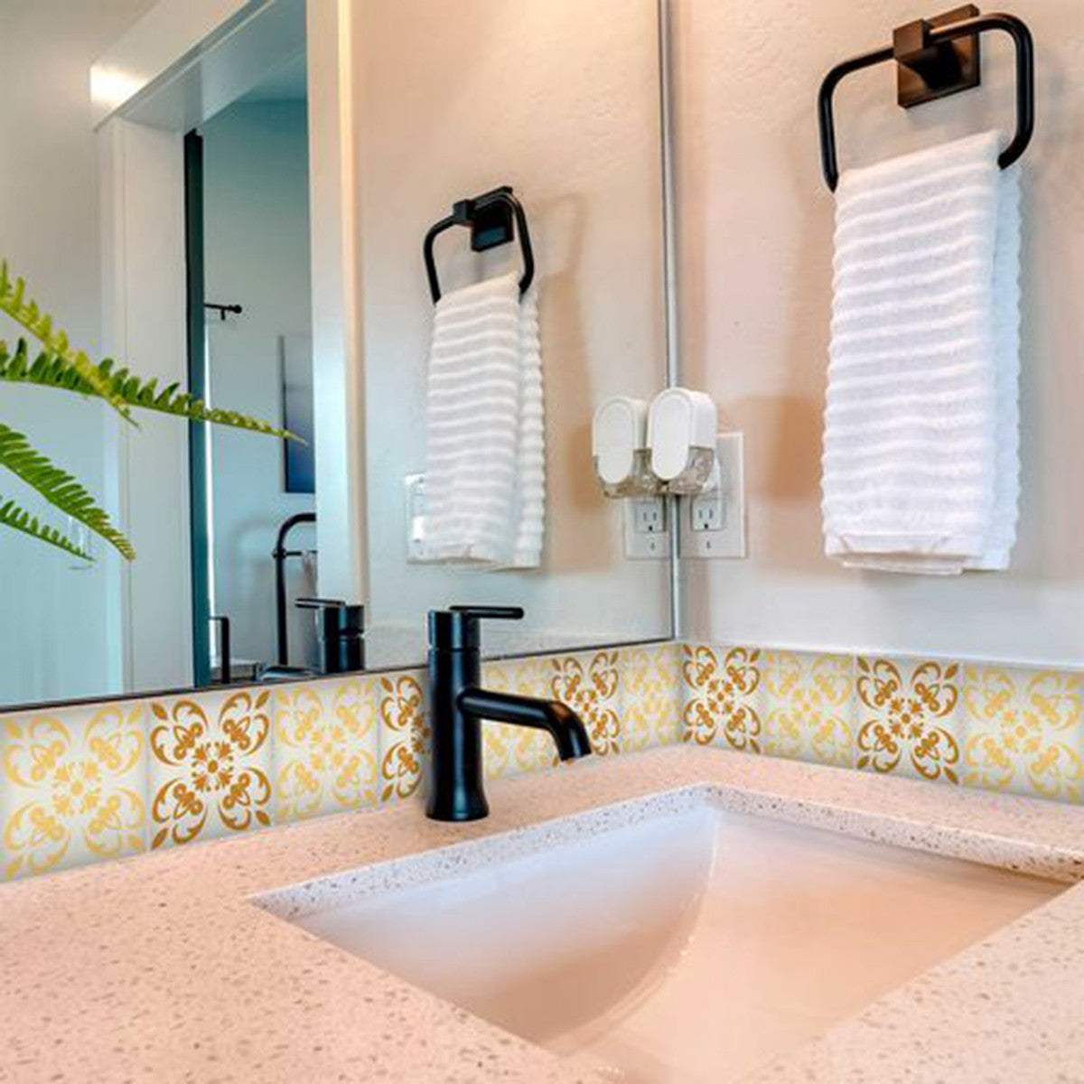 8" X 8" Golden Yellow Retro Peel And Stick Removable Tiles - Homeroots - Flyclothing LLC