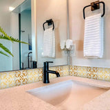 8" X 8" Golden Yellow Retro Peel And Stick Removable Tiles - Homeroots