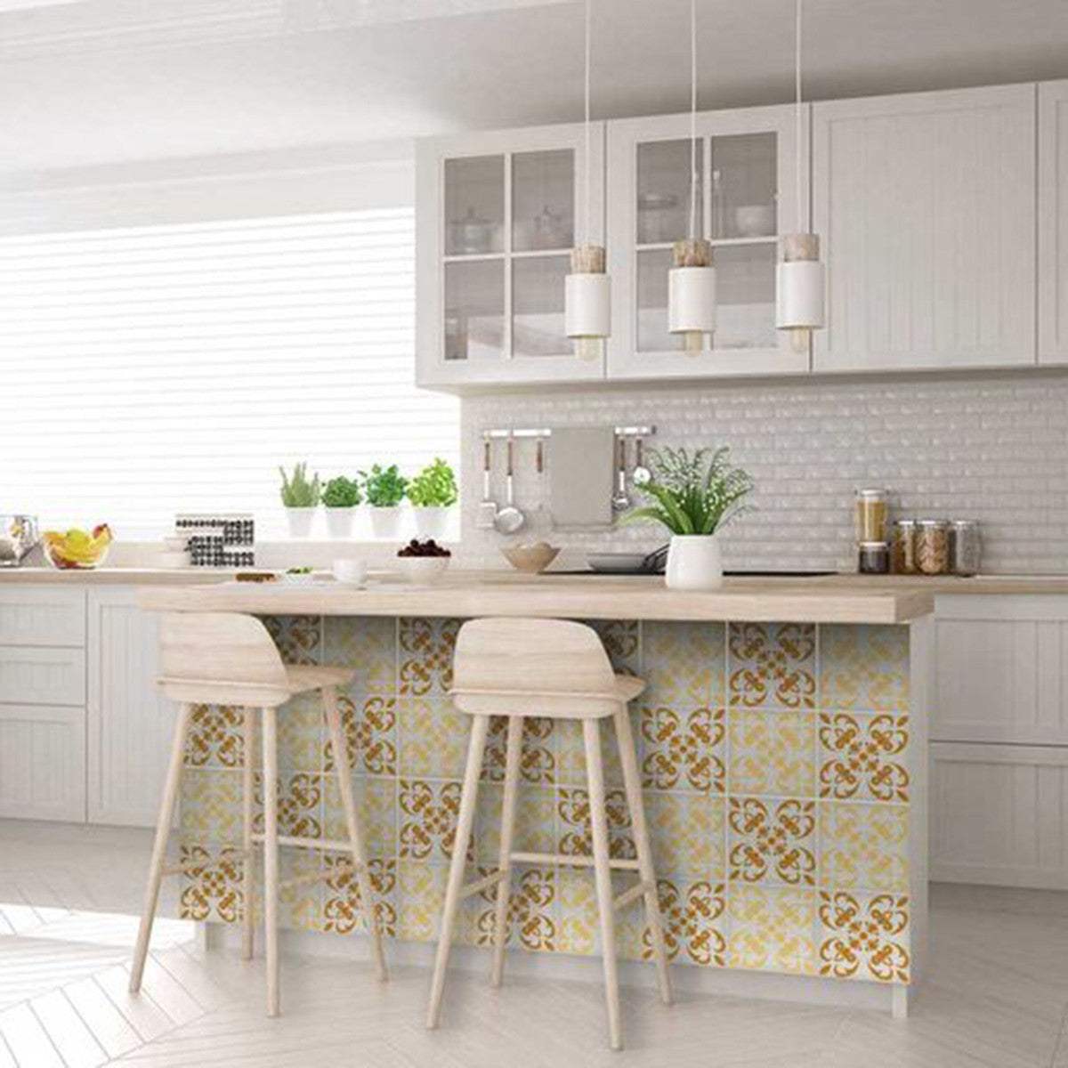 8" X 8" Golden Yellow Retro Peel And Stick Removable Tiles - Homeroots - Flyclothing LLC