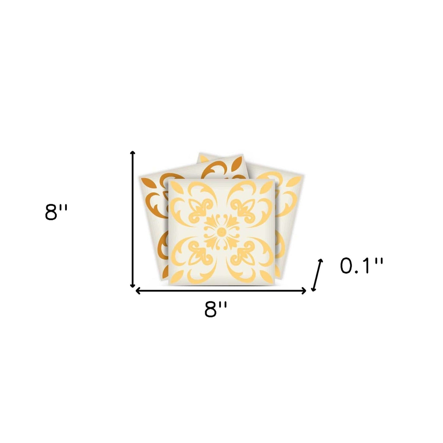 8" X 8" Golden Yellow Retro Peel And Stick Removable Tiles - Homeroots - Flyclothing LLC