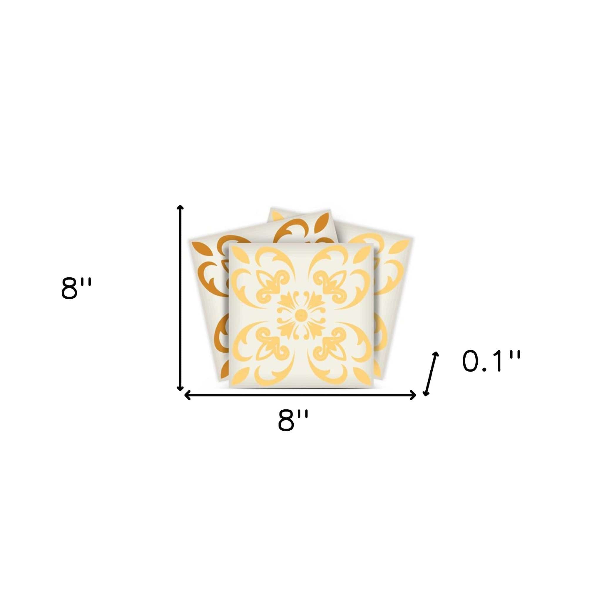 8" X 8" Golden Yellow Retro Peel And Stick Removable Tiles - Homeroots - Flyclothing LLC