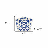 4" X 4" Tulipa Blue and White Peel and Stick Removable Tiles - Homeroots - Flyclothing LLC