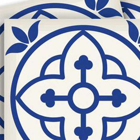 4" X 4" Tulipa Blue and White Peel and Stick Removable Tiles - Homeroots