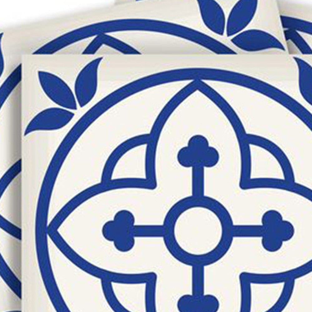 5" X 5" Tulipa Blue and White Peel and Stick Removable Tiles - Homeroots - Flyclothing LLC