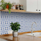 6" X 6" Tulipa Blue and White Peel and Stick Removable Tiles - Homeroots