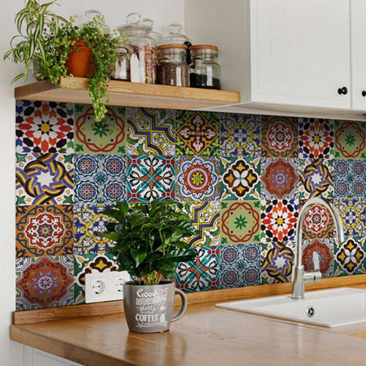 4" X 4" Mediterranean Mash Mosaic Peel and Stick Tiles - Homeroots - Flyclothing LLC