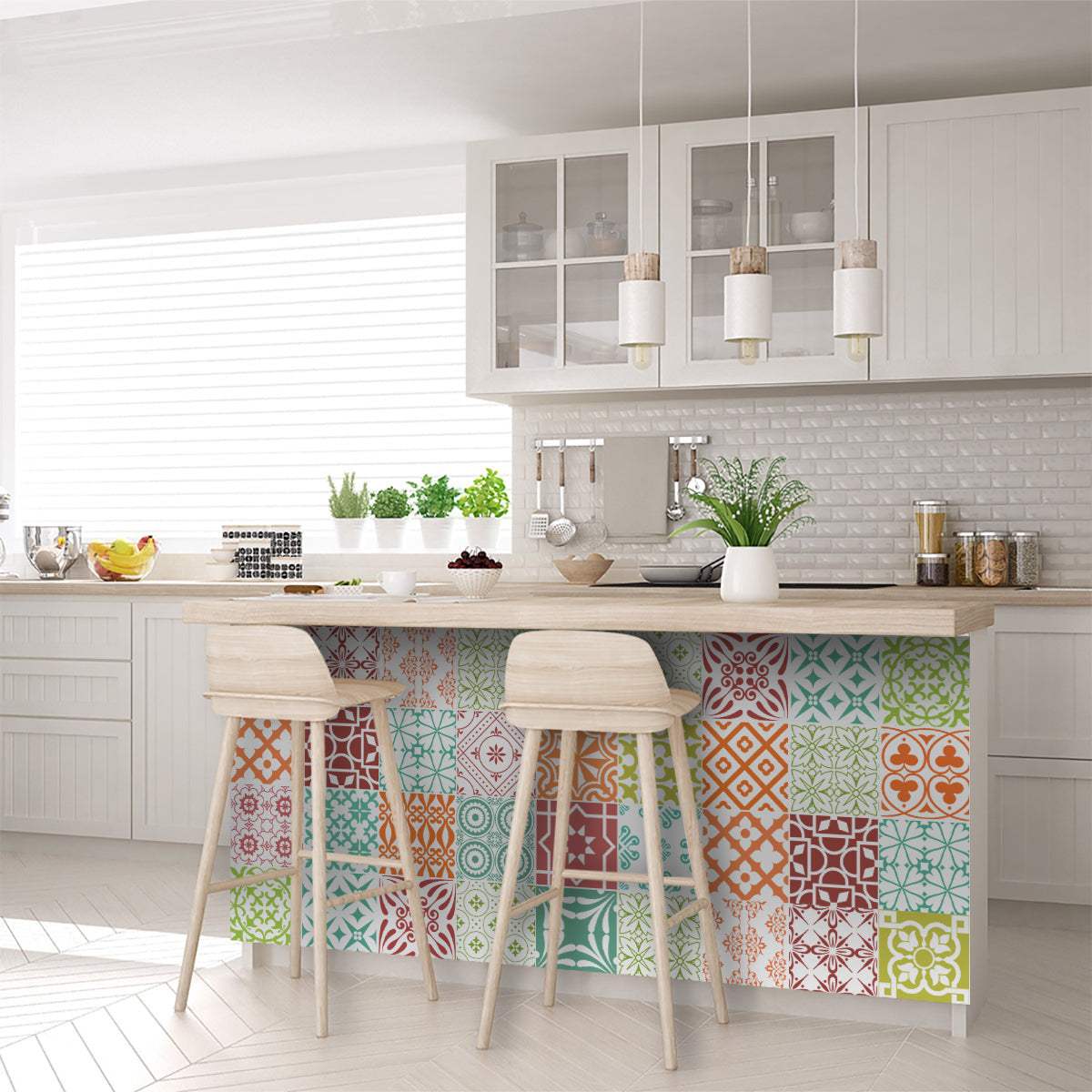 4" X 4" Muted Brights Mosaic Peel and Stick Removable Tiles - Homeroots - Flyclothing LLC