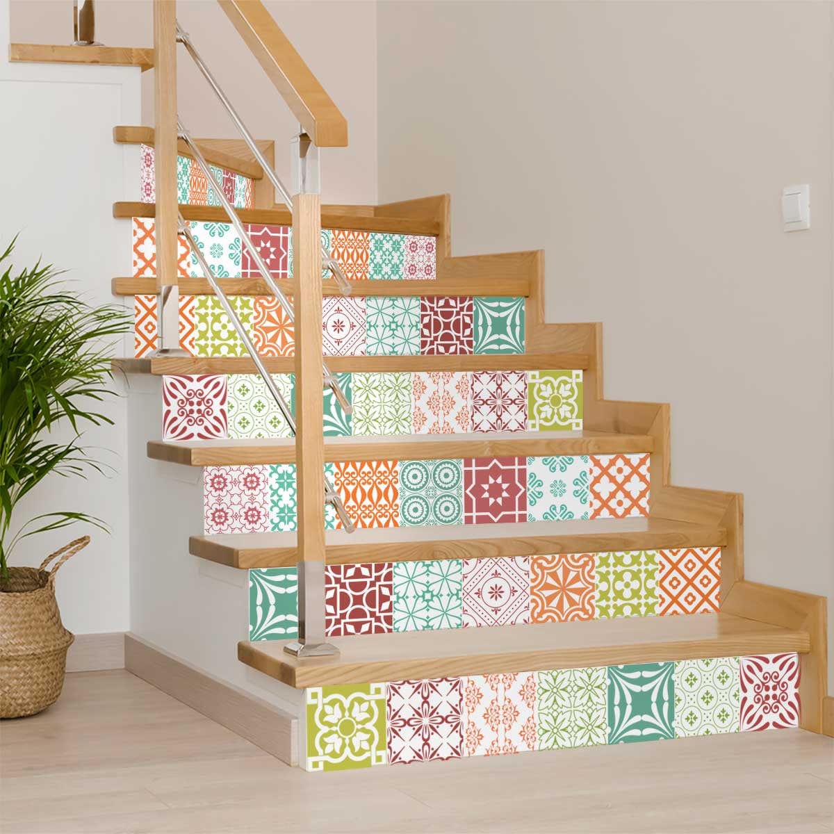 5" X 5" Muted Brights Mosaic Peel and Stick Removable Tiles - Homeroots - Flyclothing LLC