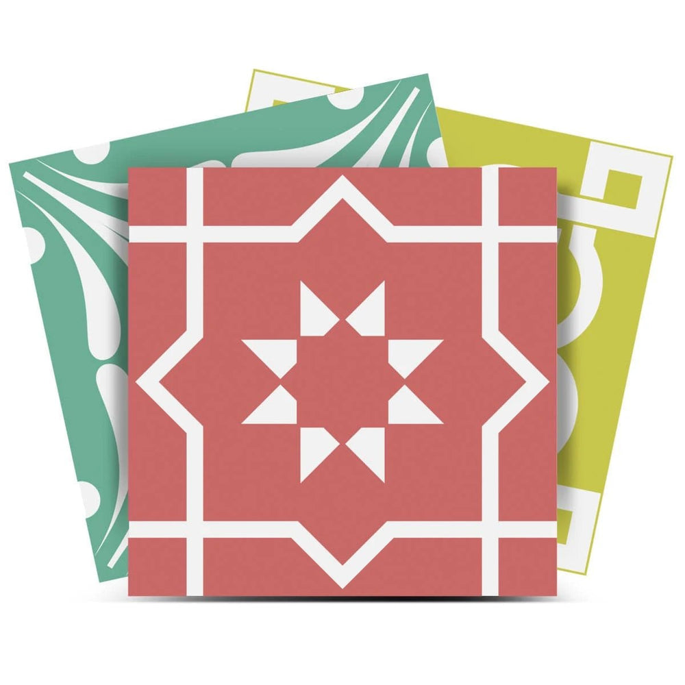 6" X 6" Muted Brights Mosaic Peel and Stick Removable Tiles - Homeroots