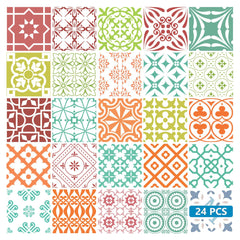 6" X 6" Muted Brights Mosaic Peel and Stick Removable Tiles - Homeroots