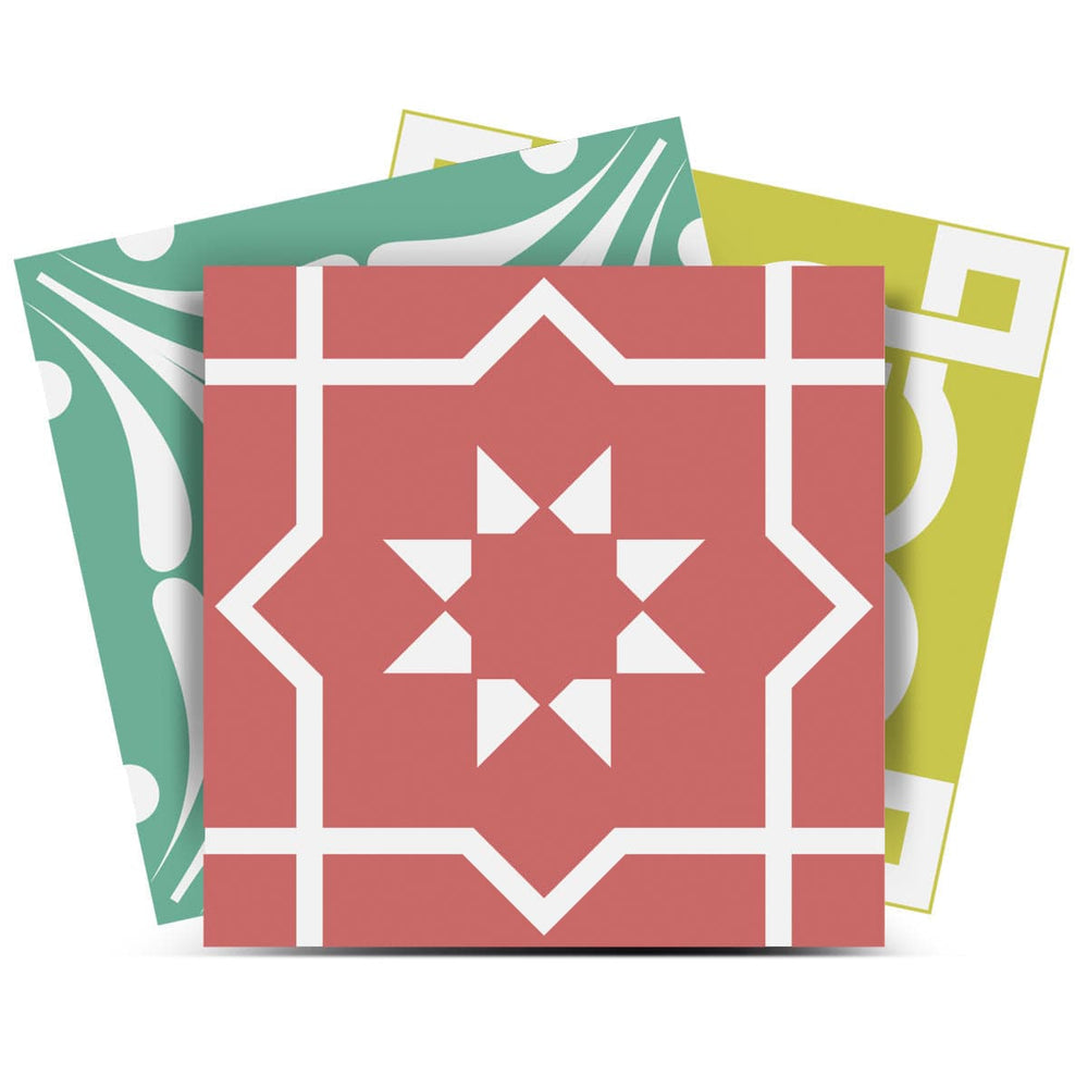 7" X 7" Muted Brights Mosaic Peel and Stick Removable Tiles - Homeroots