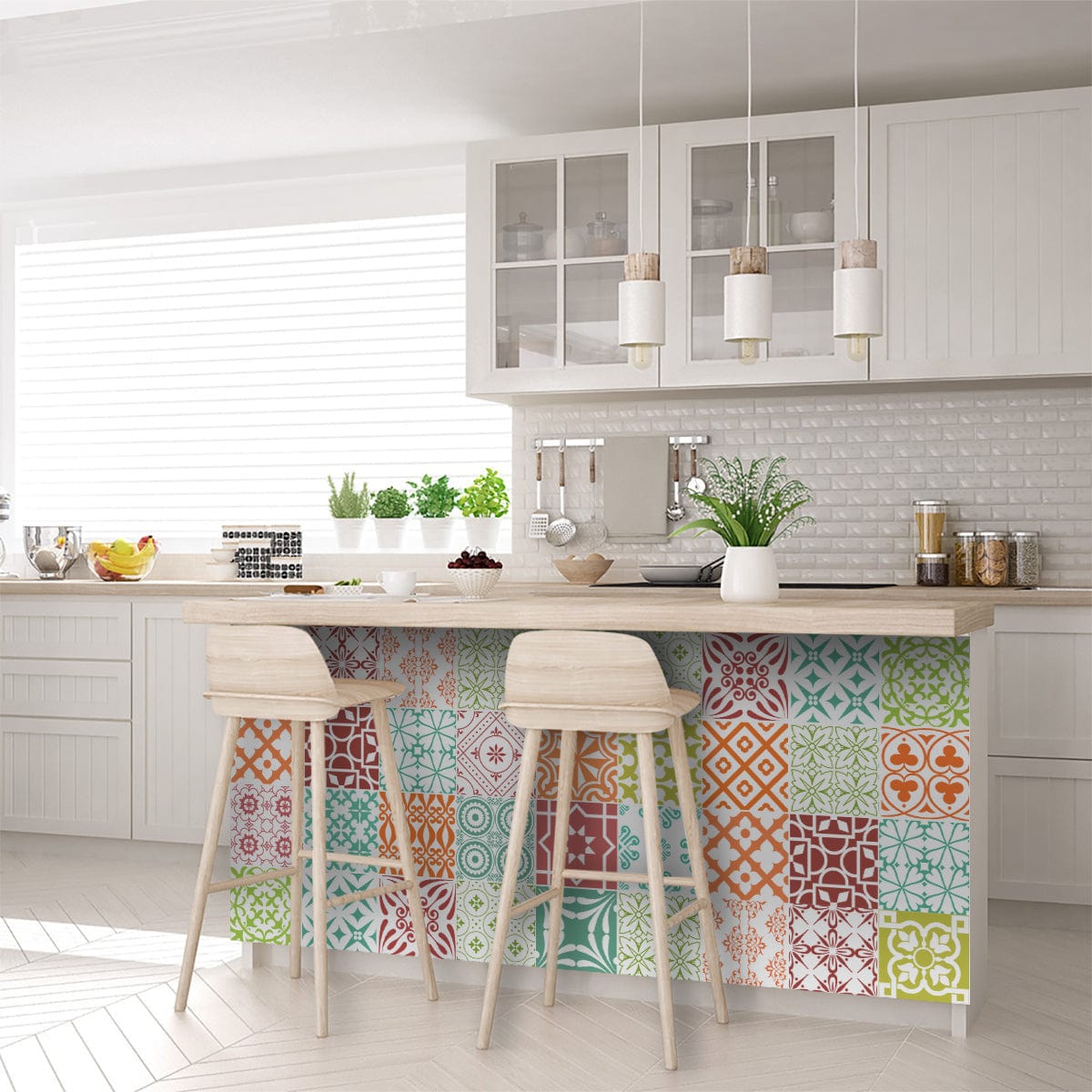 7" X 7" Muted Brights Mosaic Peel and Stick Removable Tiles - Homeroots - Flyclothing LLC