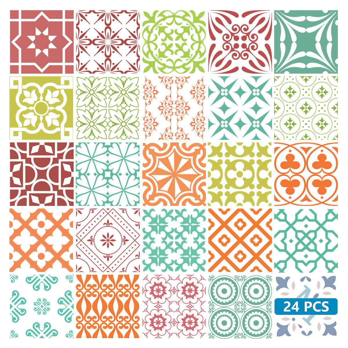 8" X 8" Muted Brights Mosaic Peel and Stick Removable Tiles - Homeroots - Flyclothing LLC