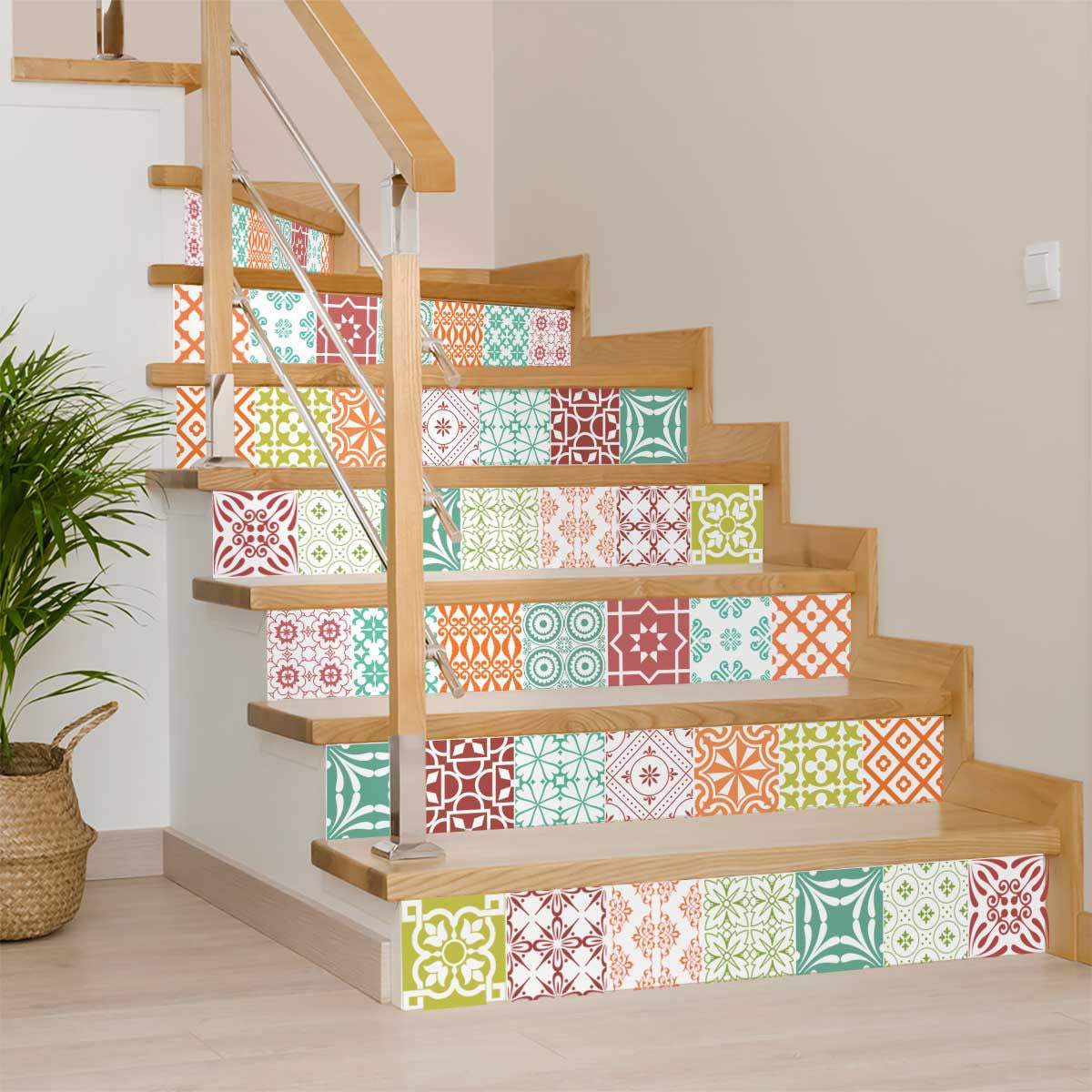 8" X 8" Muted Brights Mosaic Peel and Stick Removable Tiles - Homeroots - Flyclothing LLC