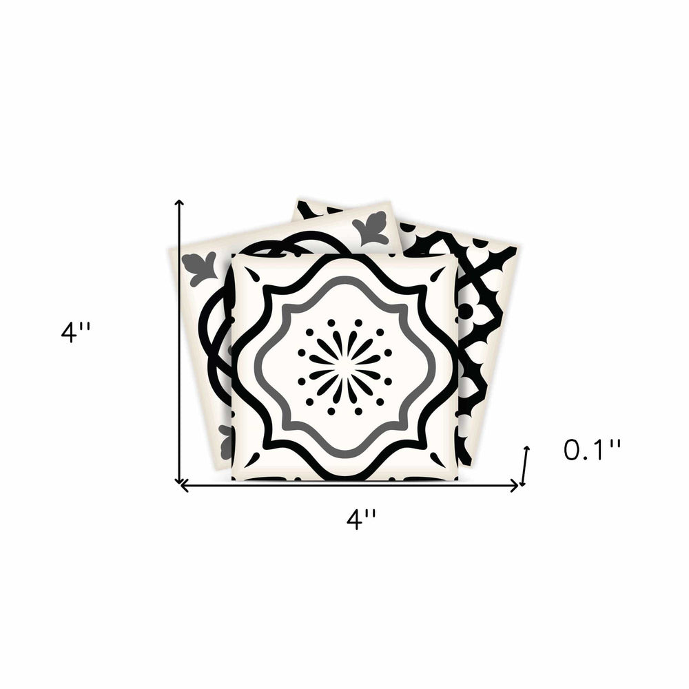 4" X 4" Black and White Multi Peel and Stick Removable Tiles - Homeroots