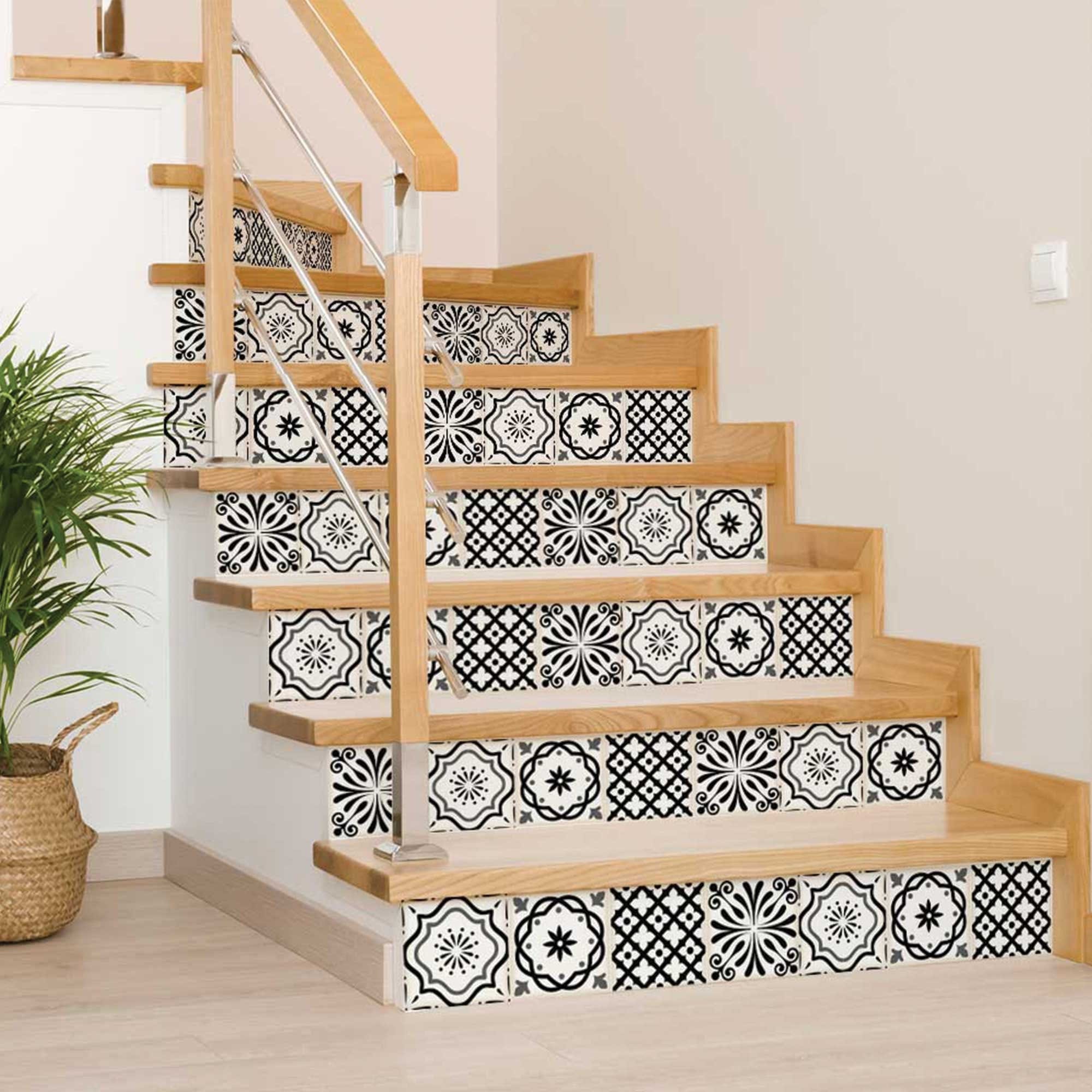 5" X 5" Black and White Multi Peel and Stick Removable Tiles - Homeroots - Flyclothing LLC