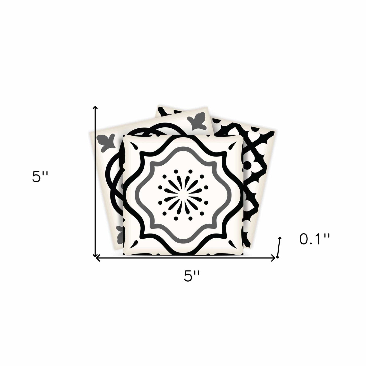 5" X 5" Black and White Multi Peel and Stick Removable Tiles - Homeroots - Flyclothing LLC