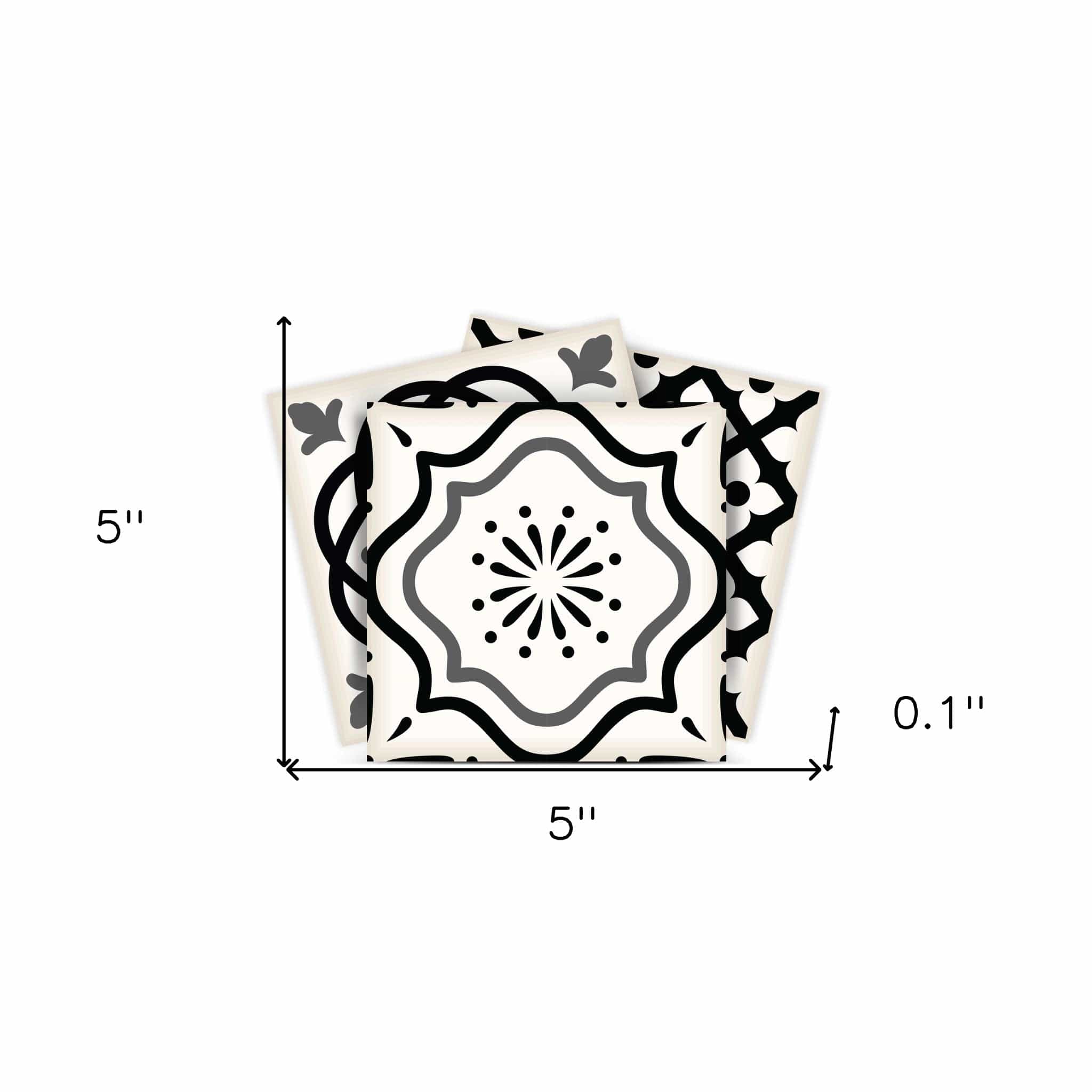 5" X 5" Black and White Multi Peel and Stick Removable Tiles - Homeroots - Flyclothing LLC