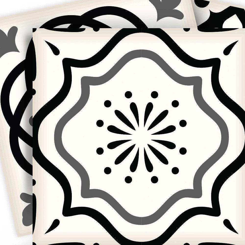 5" X 5" Black and White Multi Peel and Stick Removable Tiles - Homeroots - Flyclothing LLC