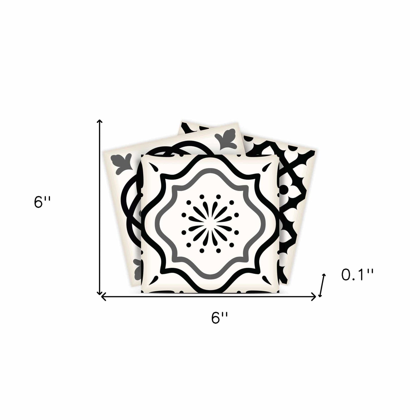6" X 6" Black and White Multi Peel and Stick Removable Tiles - Homeroots - Flyclothing LLC