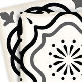 7" X 7" Black and White Multi  Peel and Stick Removable Tiles - Homeroots
