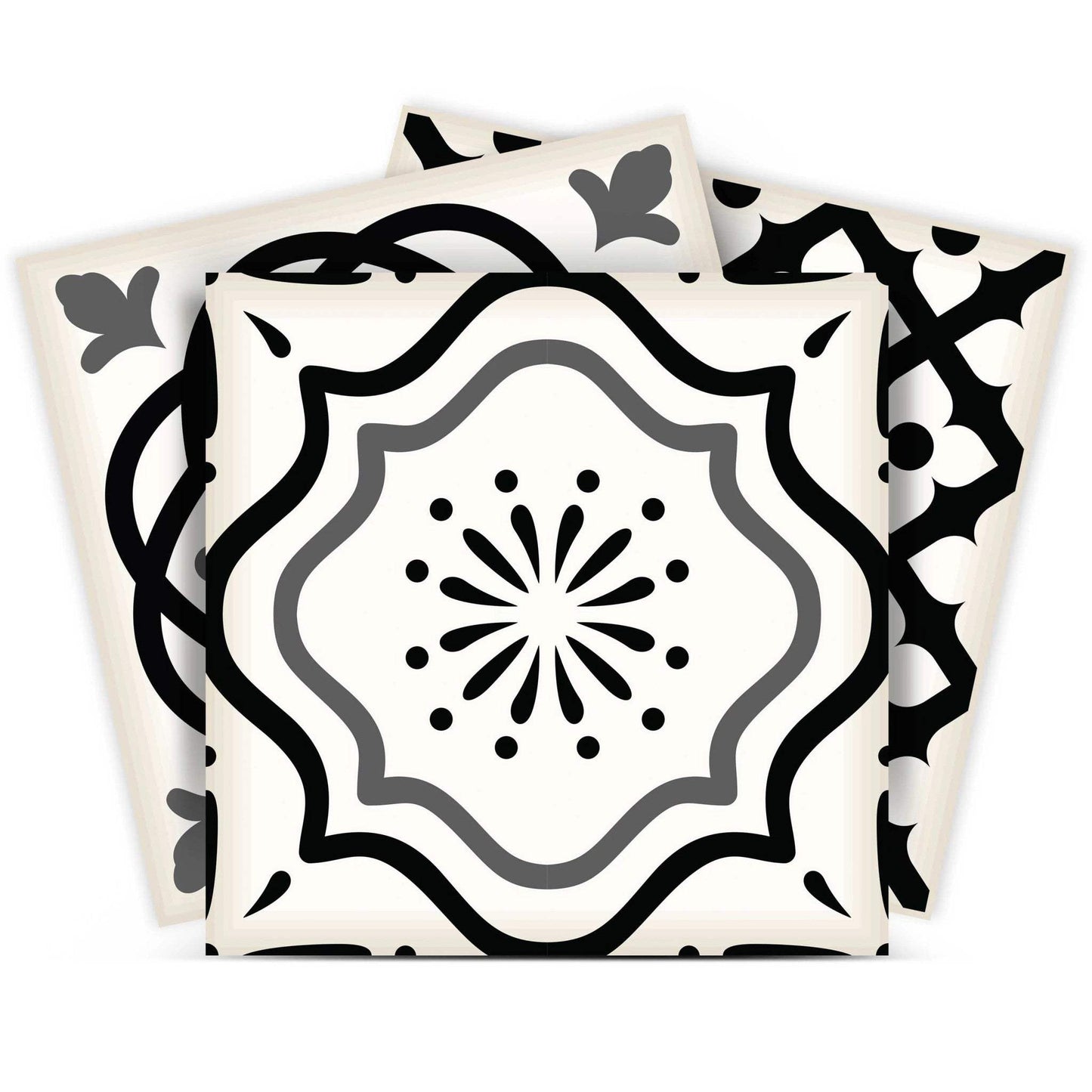 8" X 8" Black and White Multi Peel and Stick Removable Tiles - Homeroots - Flyclothing LLC