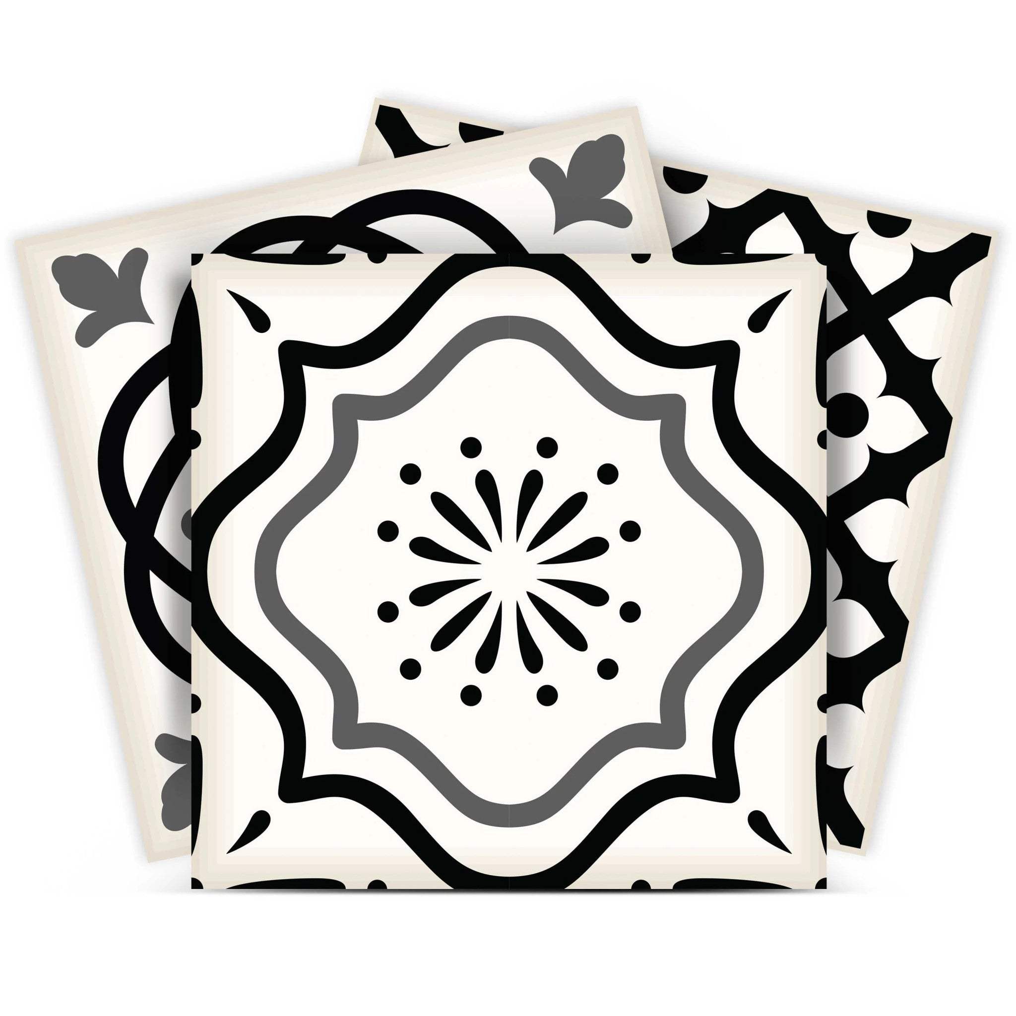 8" X 8" Black and White Multi Peel and Stick Removable Tiles - Homeroots - Flyclothing LLC