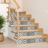 8" X 8" Black and White Multi Peel and Stick Removable Tiles - Homeroots