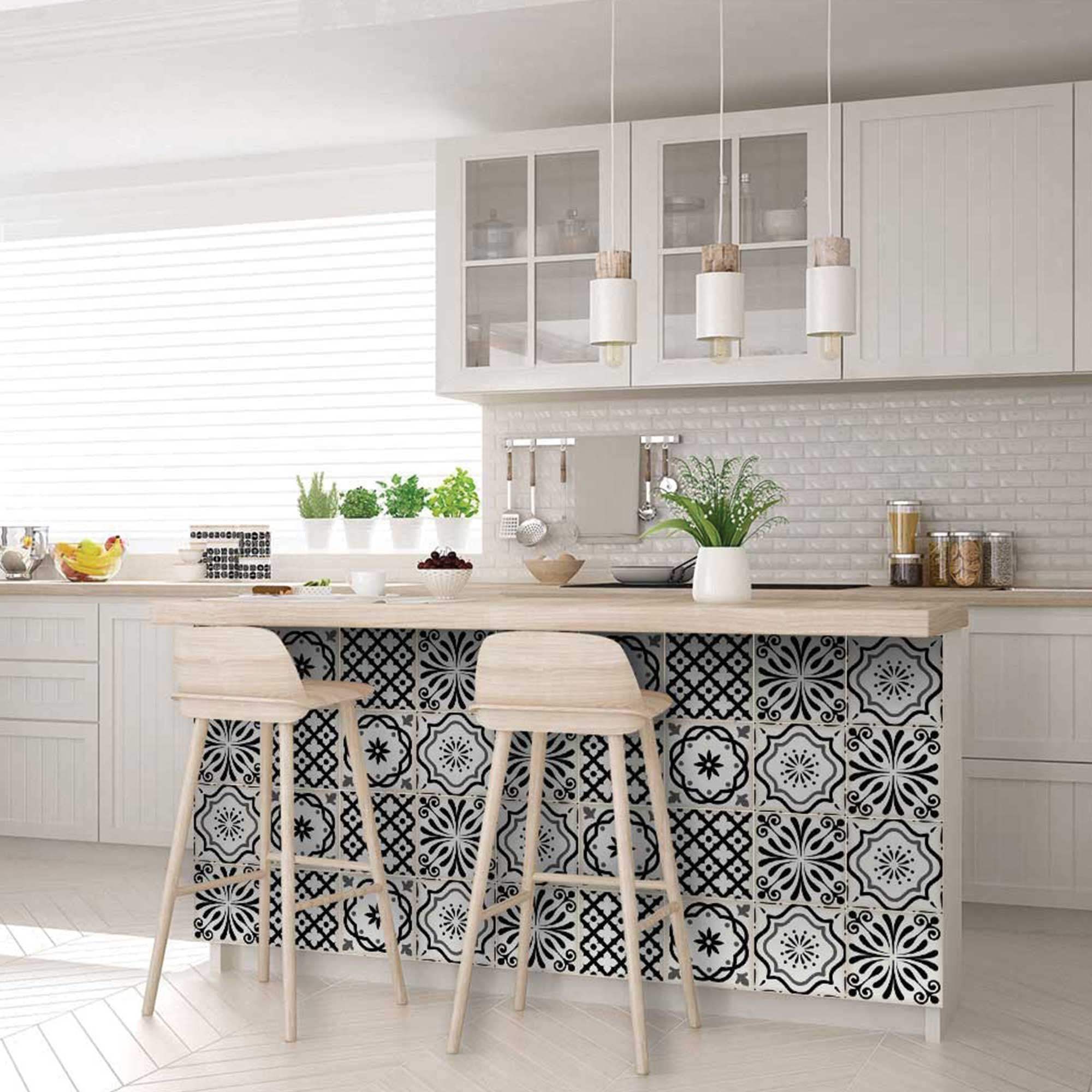 8" X 8" Black and White Multi Peel and Stick Removable Tiles - Homeroots - Flyclothing LLC