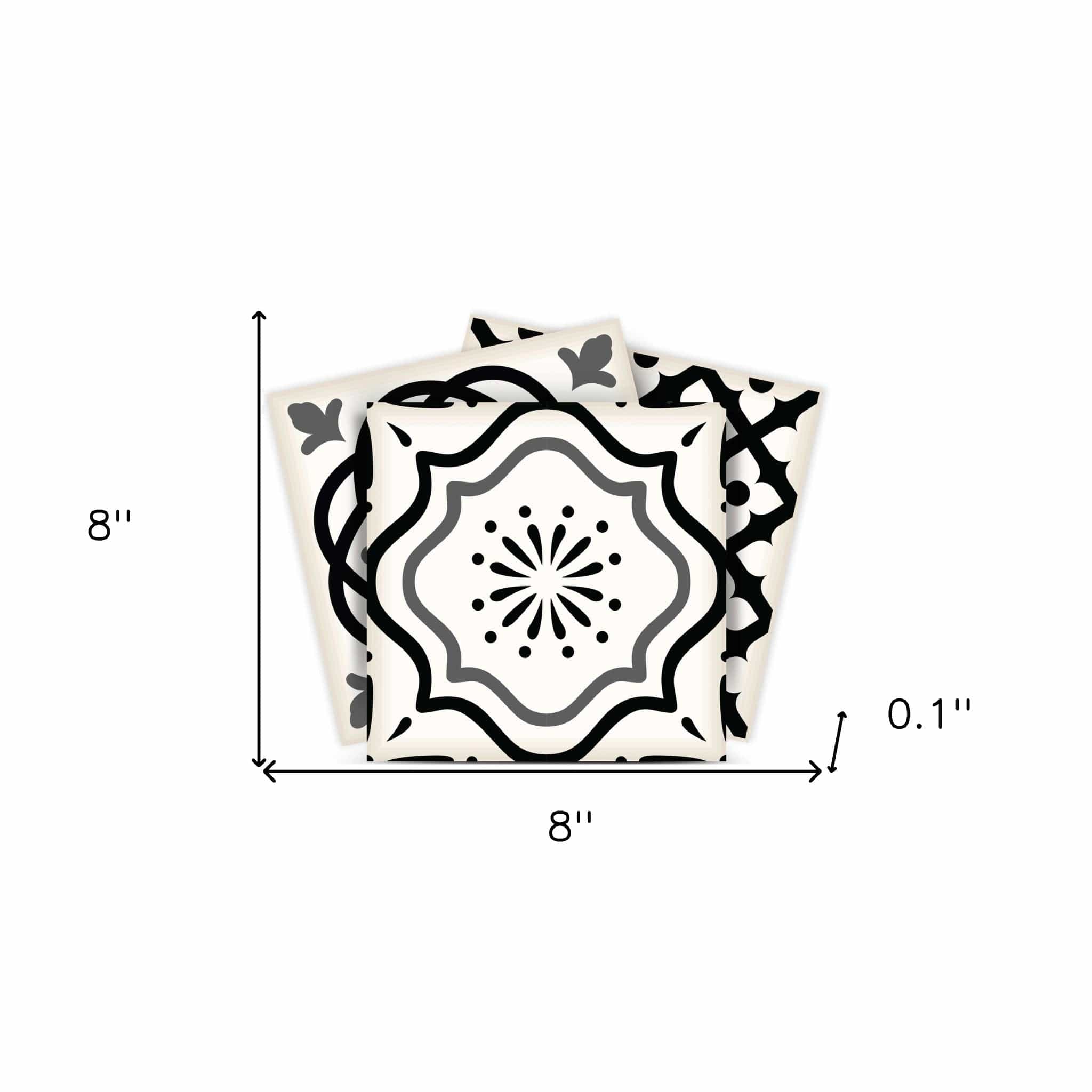 8" X 8" Black and White Multi Peel and Stick Removable Tiles - Homeroots - Flyclothing LLC