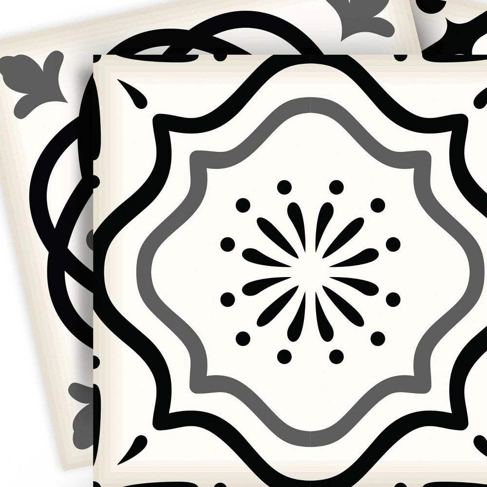 8" X 8" Black and White Multi Peel and Stick Removable Tiles - Homeroots - Flyclothing LLC
