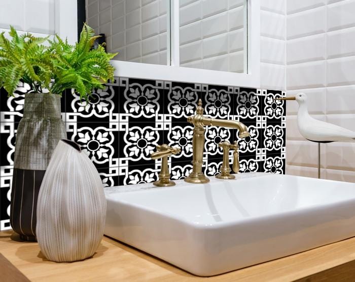8" X 8" Black and White Stark Peel and Stick Removable Tiles - Homeroots - Flyclothing LLC