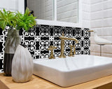 8" X 8" Black and White Stark Peel and Stick Removable Tiles - Homeroots